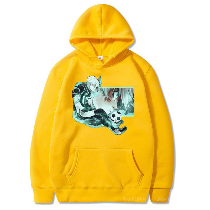 Unisex Anime Print Color Block Hoodie