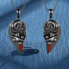 Creative Heart-shaped Skull Magnetic Couple Necklace