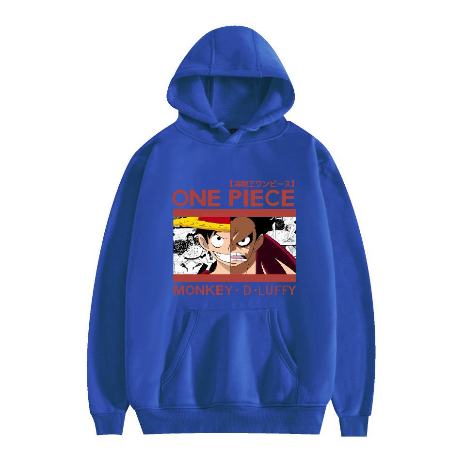 Unisex Luffy Anime Print Loose Hoodie