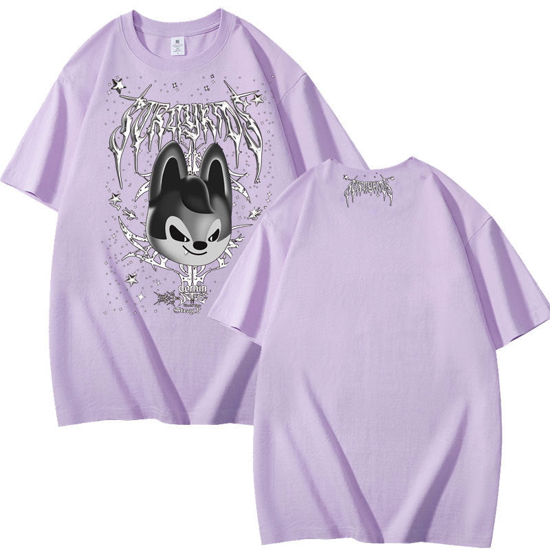Evil Wolf Chan Print Summer Short Sleeve T-shirt