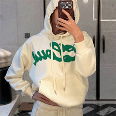 LISA LLOUD Print Cotton Loose Hoodie