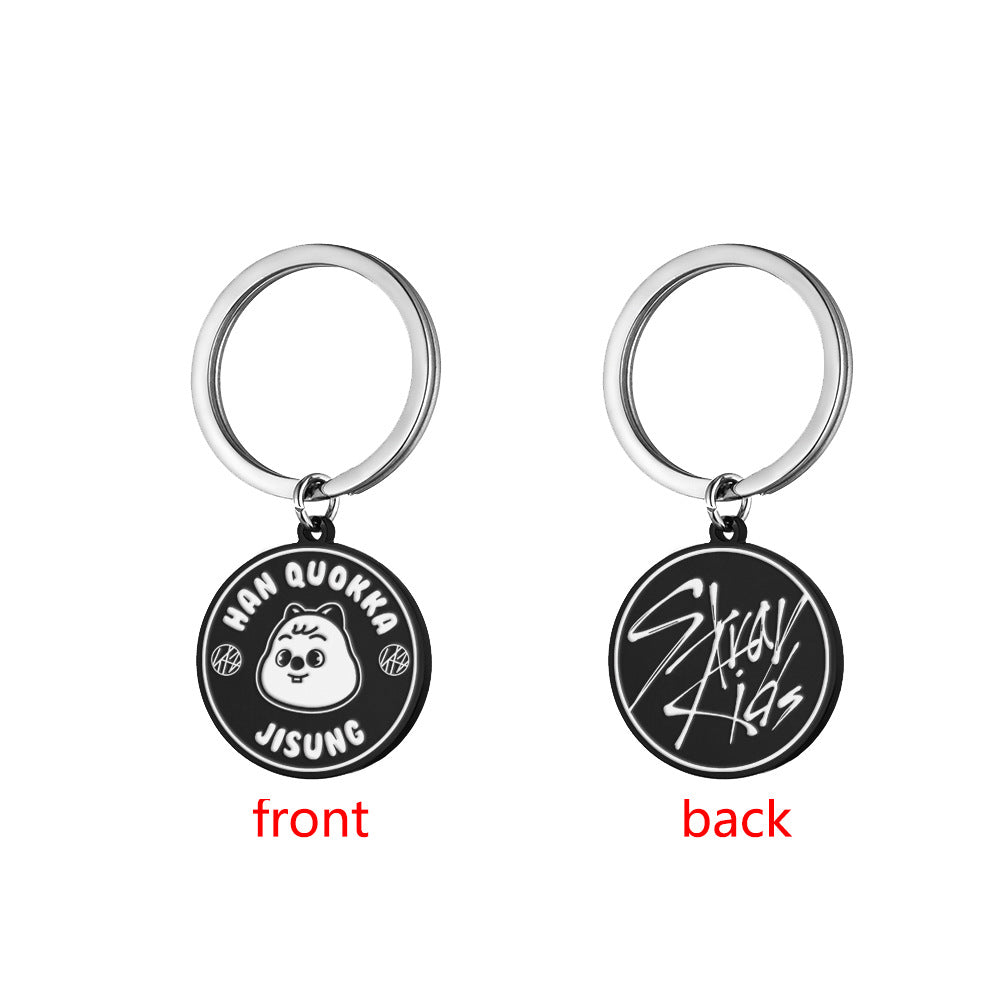 Cartoon KPOP Stainless Steel Engraved Keychain