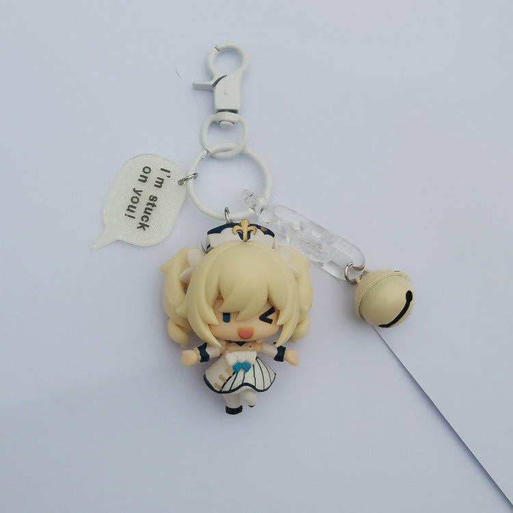 6 Cute Game Doll Bell PVC Keychain