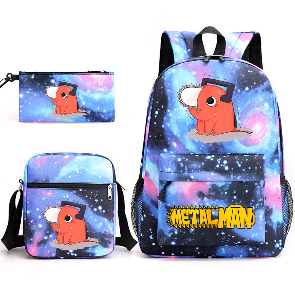 Pochita School Bag Three-piece Backpack