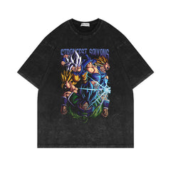 Vintage Anime Half-sleeve Washed T-shirt
