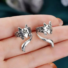 Retro Fox Kitten Alloy Ear Clips