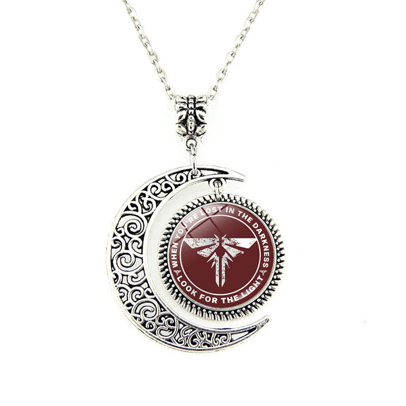 Vintage Moon Hollow Gem Necklace