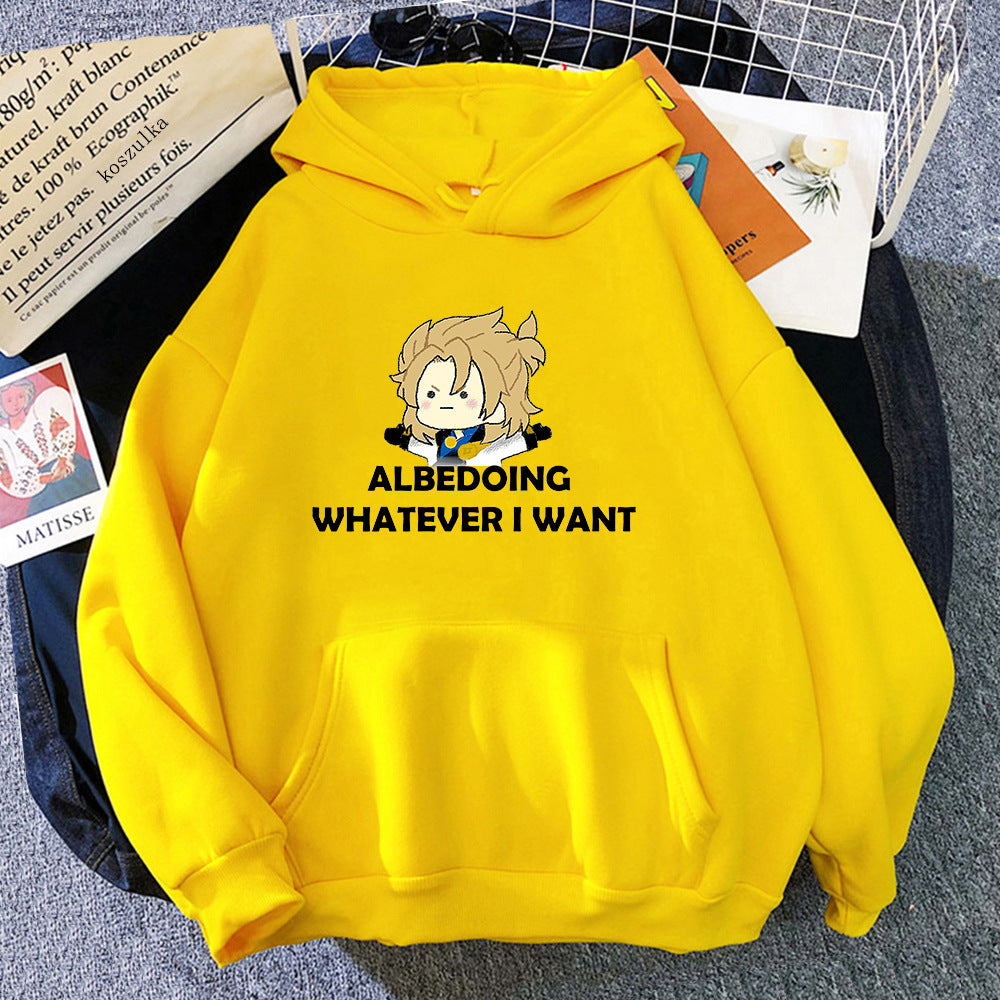 Unisex Albedoing What I Want Graphic Loose Hoodie