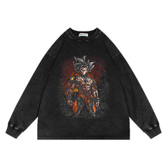 Vintage Anime Washed Oversize Crew Neck Sweatshirt