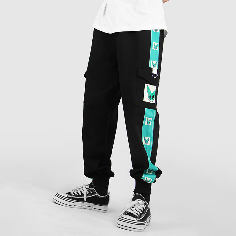 Trendy Casual Anime Black Loose Sweatpants