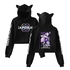 Women's HUNTRIX Print Cat Ears Crop Hoodie
