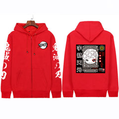 Unisex Anime Pattern Casual Zip Up Hoodie