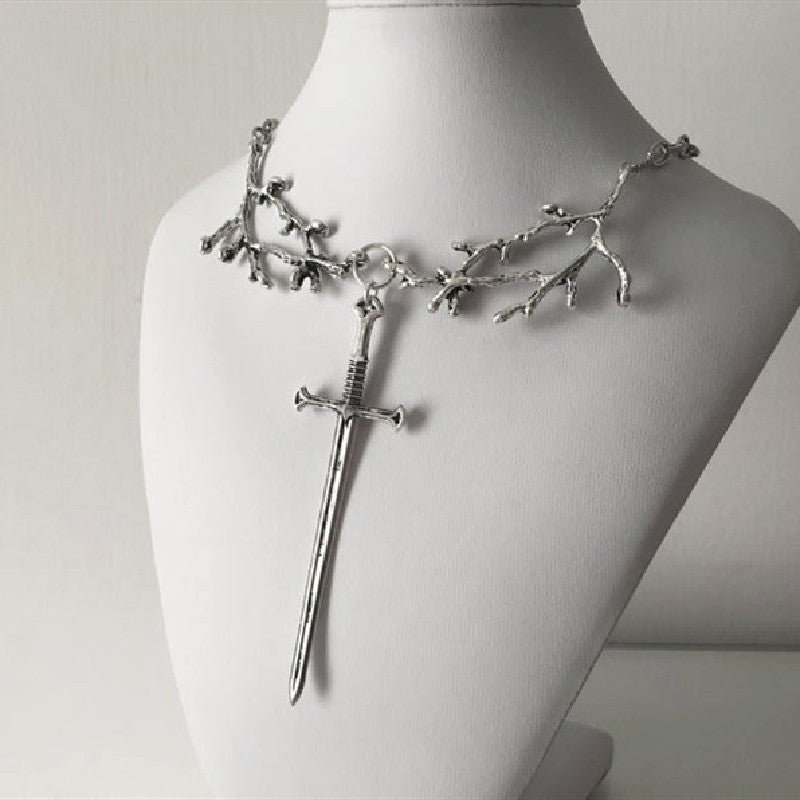 Retro Style Branch Cross Necklace