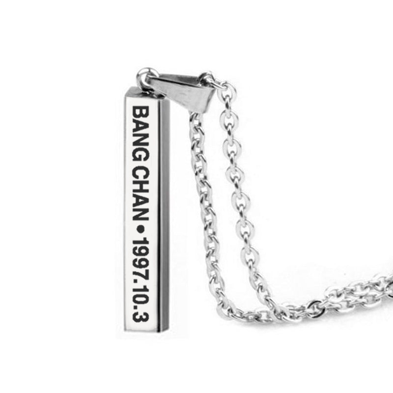 Cool Versatile Name Square Vertical Bar Necklace