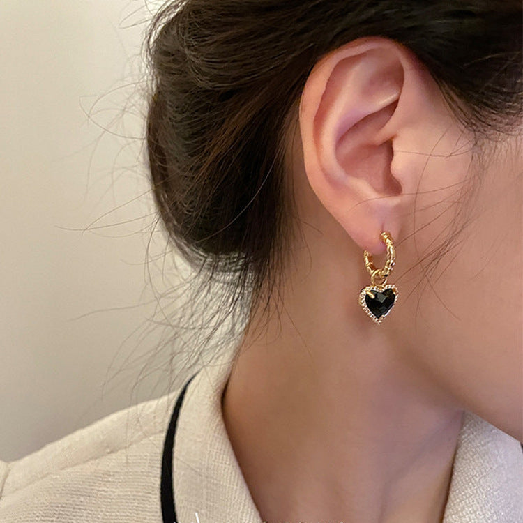 Black Heart Drop Earrings