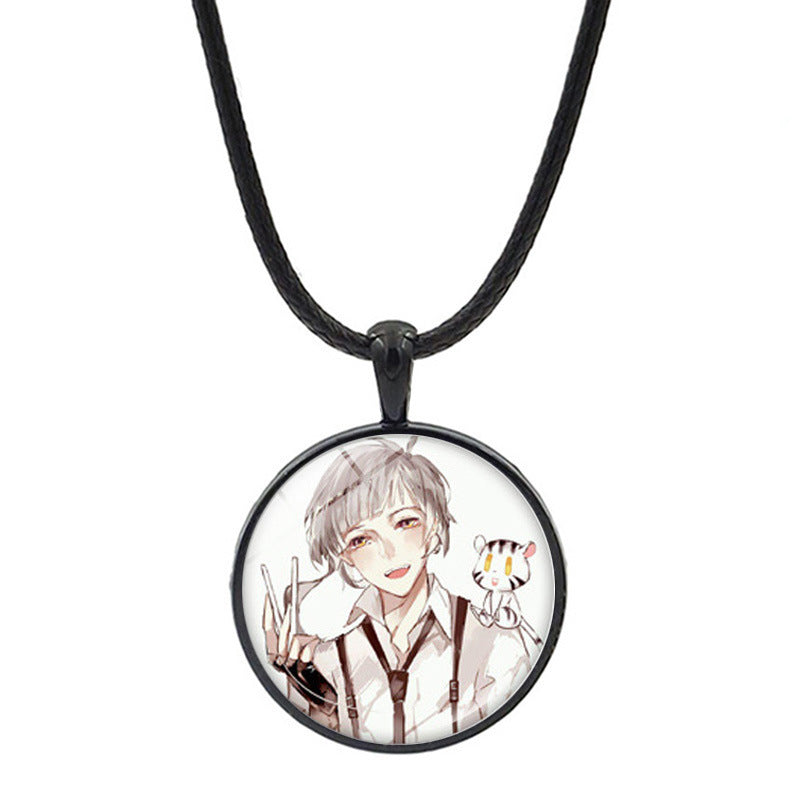 Versatile Anime Pendant Leather Rope Necklace