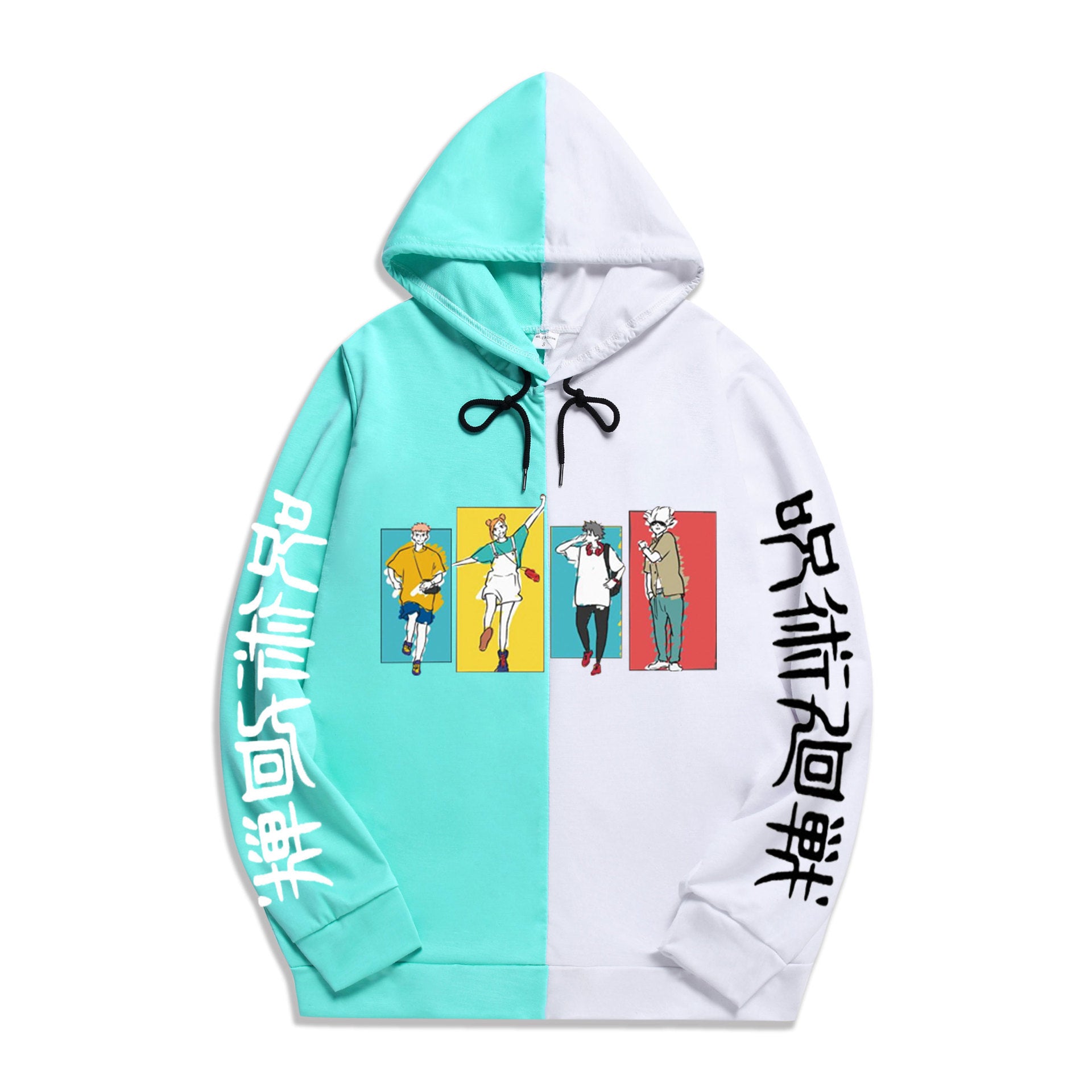 Unisex Anime Color Block Sports Pullover Hoodie