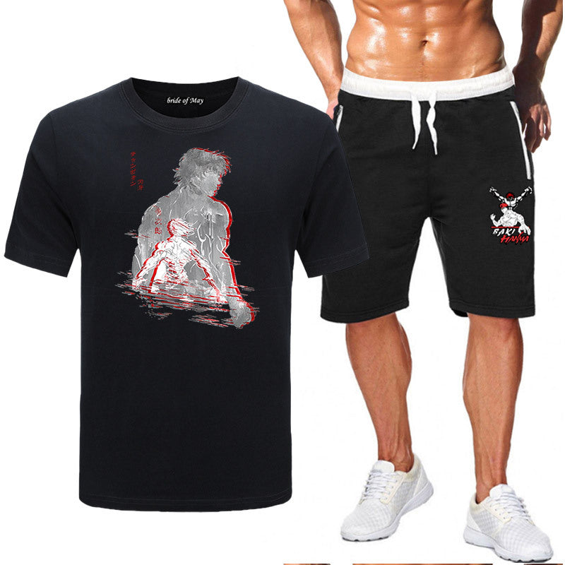 Men's Baki Anime T-Shirt Shorts Two-piece Set