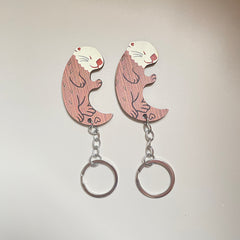 Creative Wooden Otter Couple Key Ring