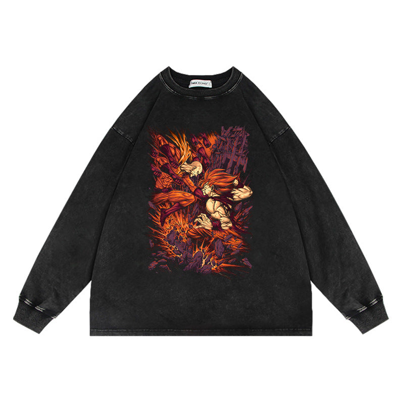 Vintage Anime Washed Oversize Crew Neck Sweatshirt