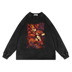 Vintage Anime Washed Oversize Crew Neck Sweatshirt