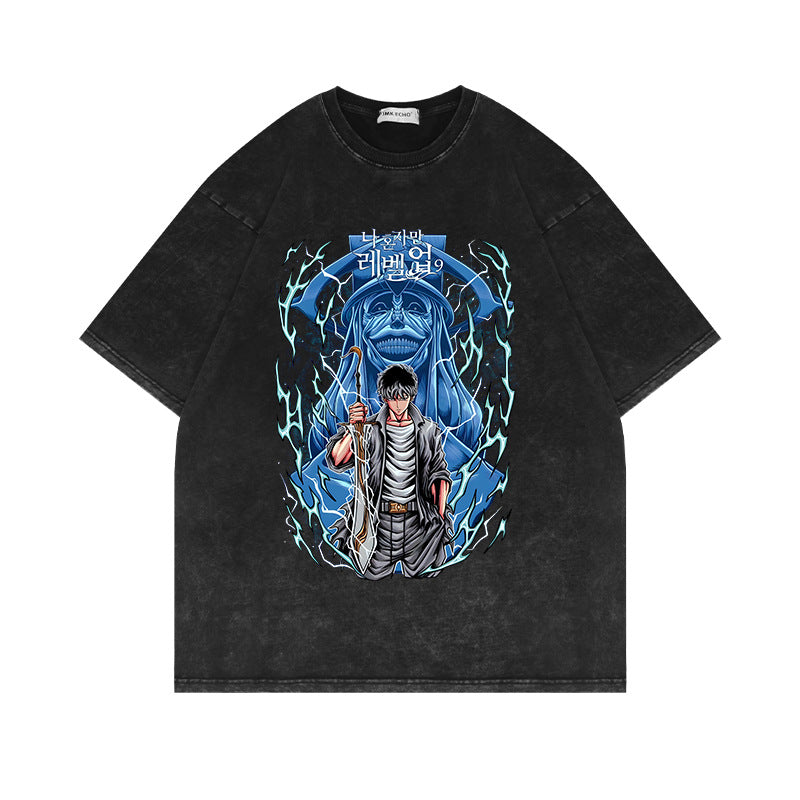 Retro Washed Anime Short-sleeved T-shirt