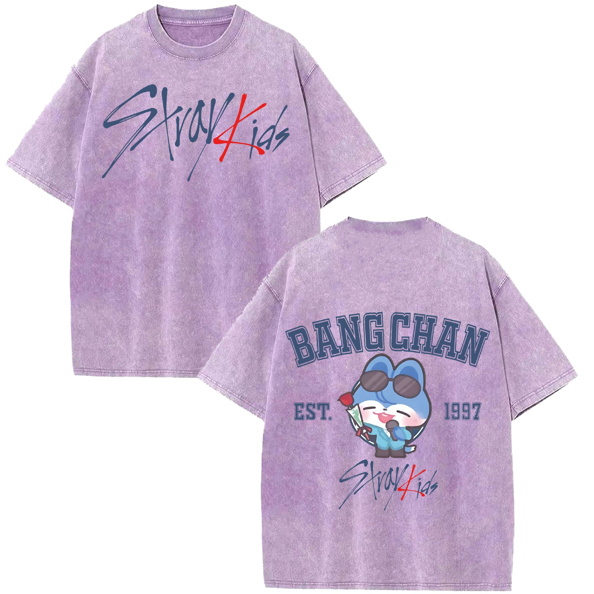 BANGCHAN KPOP Cotton Loose Washed T-shirt