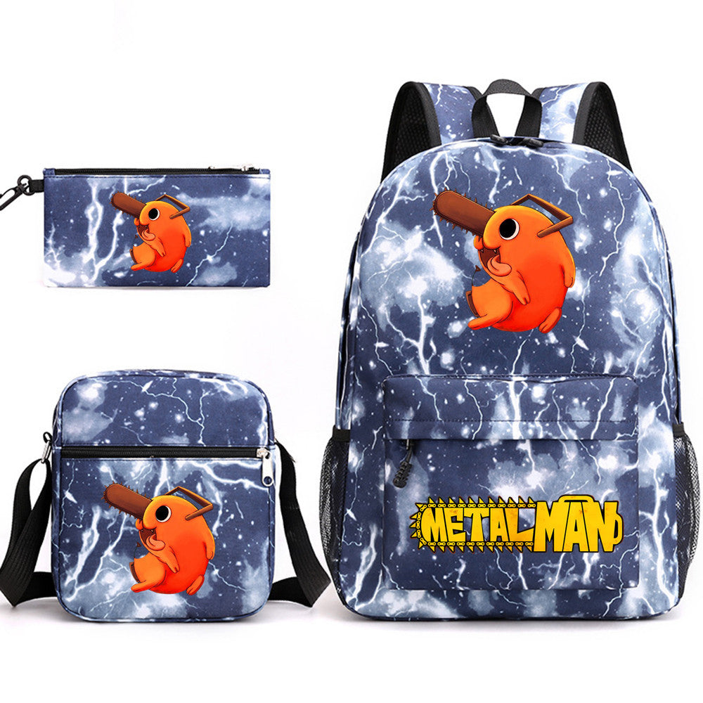 Pochita School Bag Three-piece Backpack