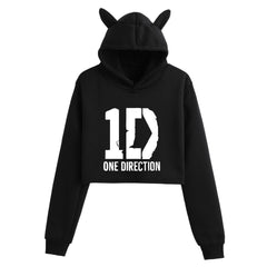 Women's 1D Letter Printed Crop Casual Hoodie