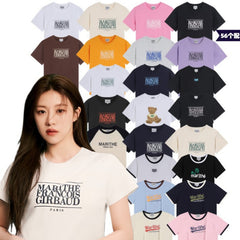 Korean Style Letter-printed Crew Neck T-shirt
