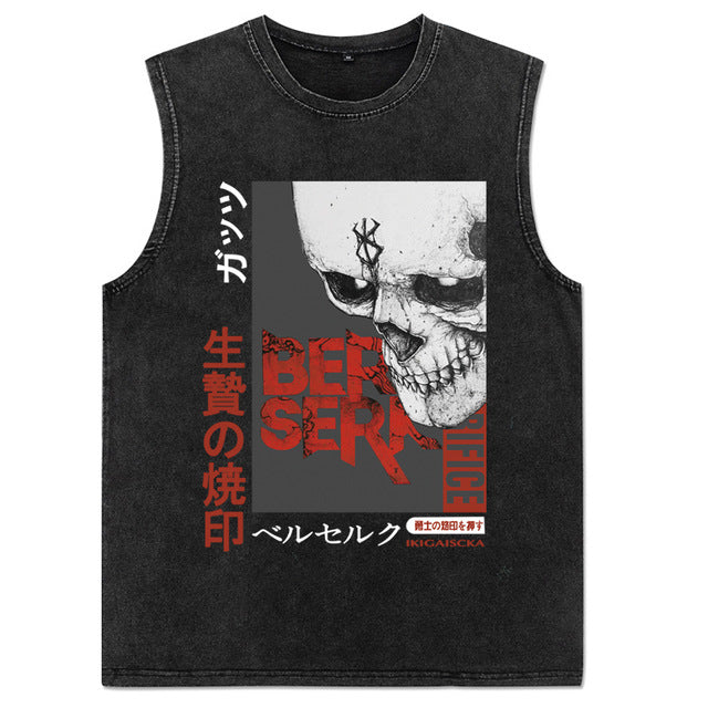 Trendy Men's Anime Print Washed Vest