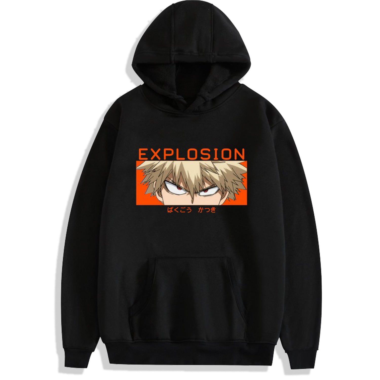 Unisex Anime Graphic Print Black Casual Hoodie