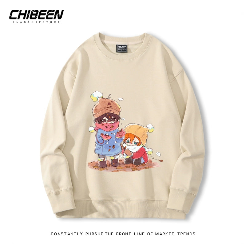 Casual Anime Printed Crew Neck Sweatshirt