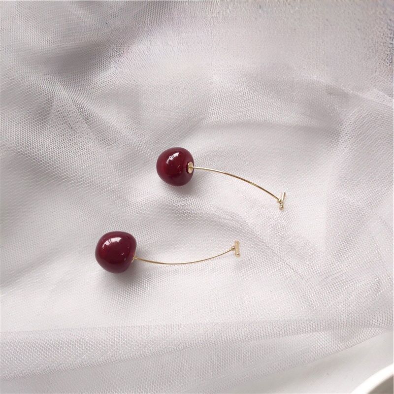 Red Cherry Drop Earrings