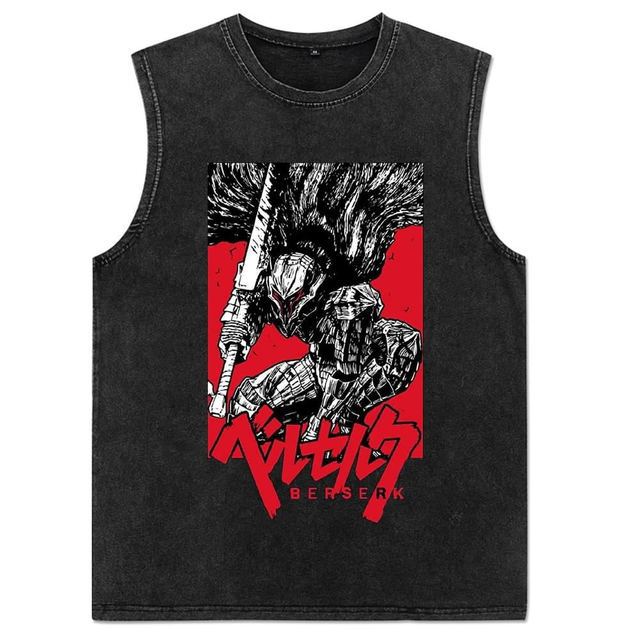 Trendy Men's Anime Print Washed Vest