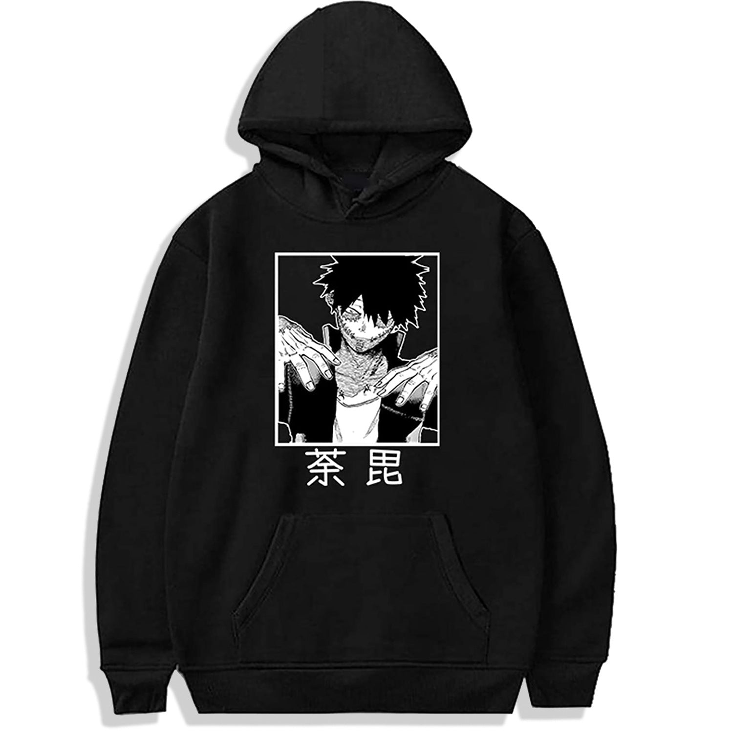 Unisex Anime Graphic Print Black Casual Hoodie