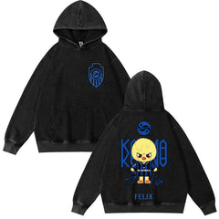 Vintage KPOP Wolf Chan Jiniret Washed Hoodie