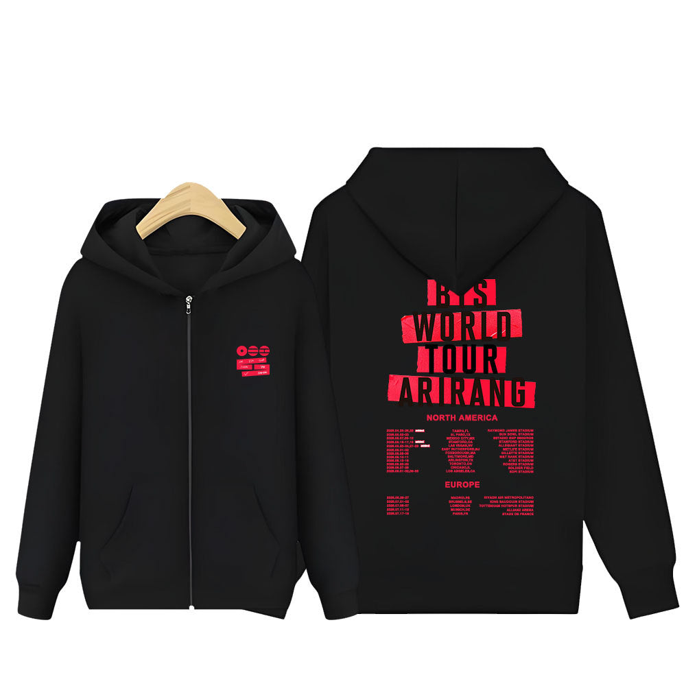 BTS ARIRANG Print Casual Zipper Hoodie