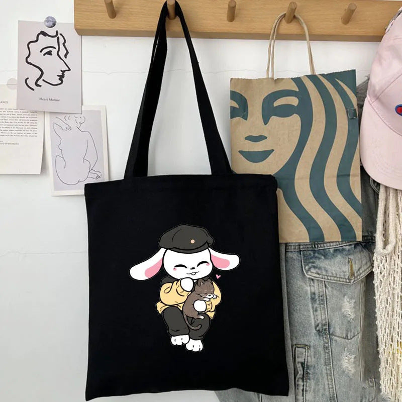 Cute Kpop Printed Canvas Shoulder Bag