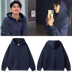 Yeonjun Solid Color Zipper Hoodie