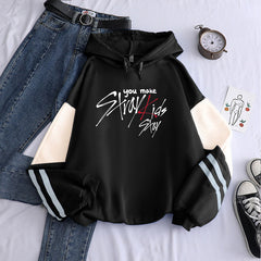 Women's Kpop Letter Print Stripe Hoodie