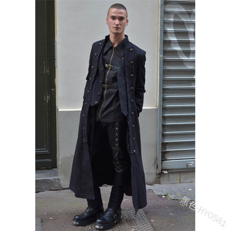 Retro Medieval Stand-up Collar Men's Long Jacket