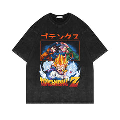 Vintage Washed Anime Short-sleeved T-shirt