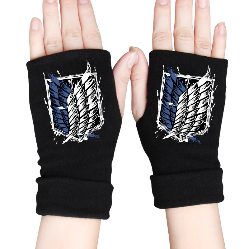 Trendy Anime Half Finger Gloves