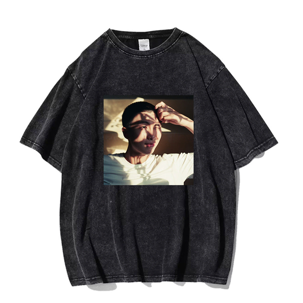 Unisex RM Kpop Poster Graphic Washed T-shirt
