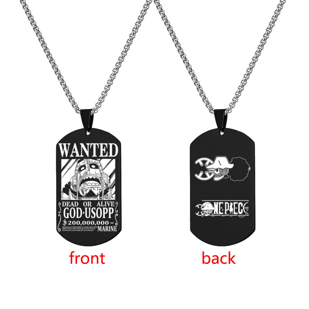 Luffy Wanted Double-sided Dog Tag Necklace