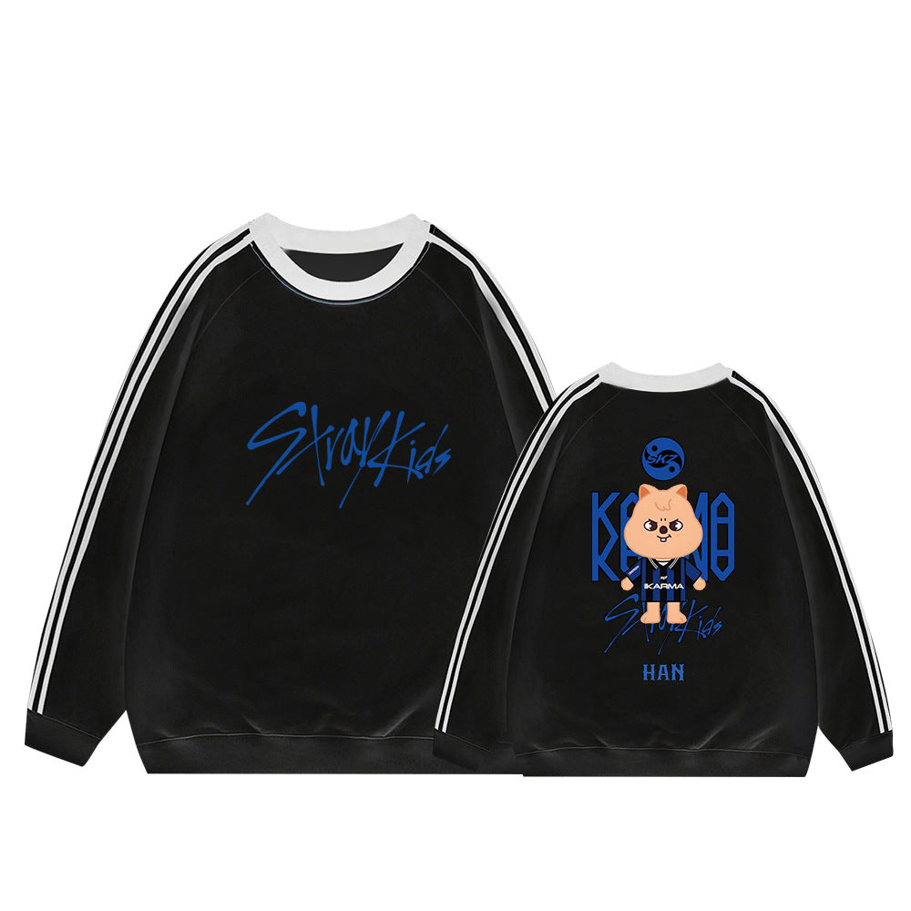 Karma Cartoon Doll Stripe Cotton Sweatshirt