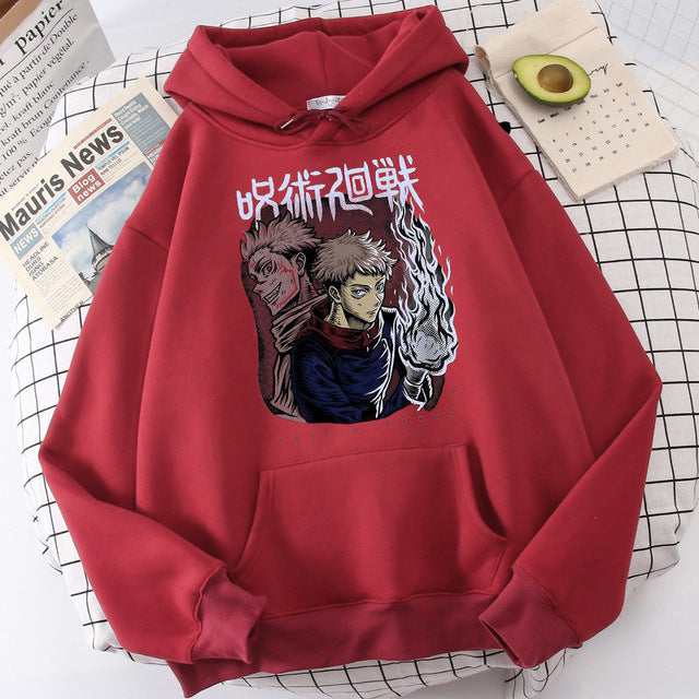 Unisex Anime Print Pullover Casual Hoodie