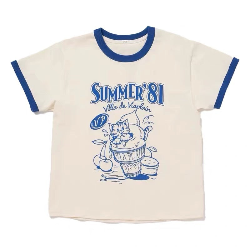 Minji Style Cat Short-sleeved T-shirt