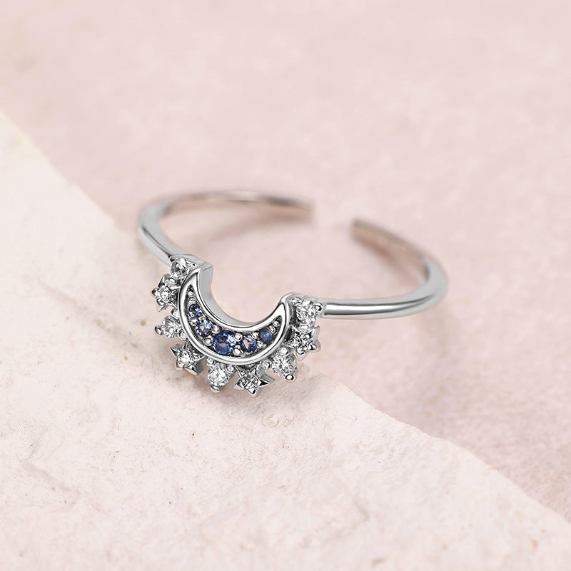 Sun and Moon Silver Couple Ring